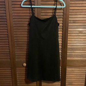 Black satin mini dress